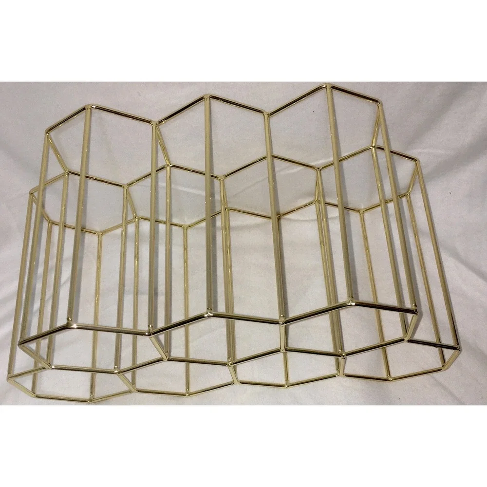 MCM Gold Wine Rack Freestanding Bottle Holder, 7 Bottle Capacity